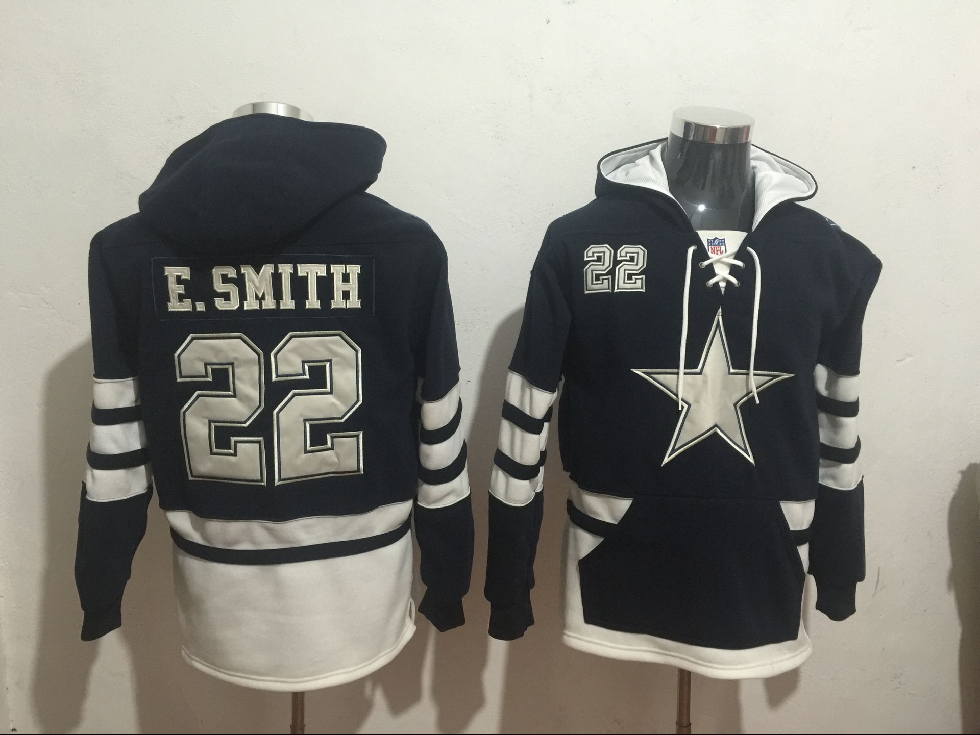 Men NFL Nike Dallas Cowboys #22 E Smith blue Sweatshirts->nfl sweatshirts->Sports Accessory